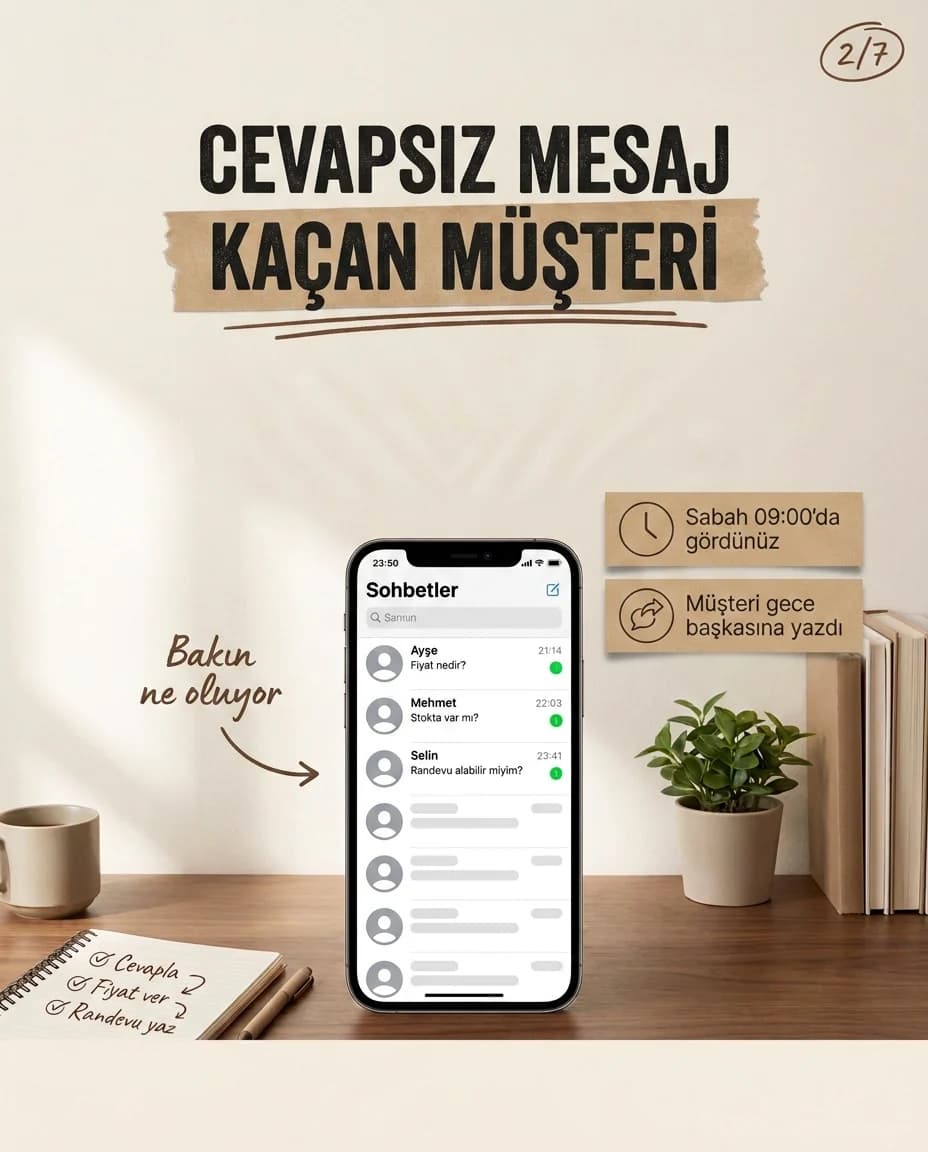 Cevapsız mesaj yüzünden kaçan müşteriyi anlatan kare